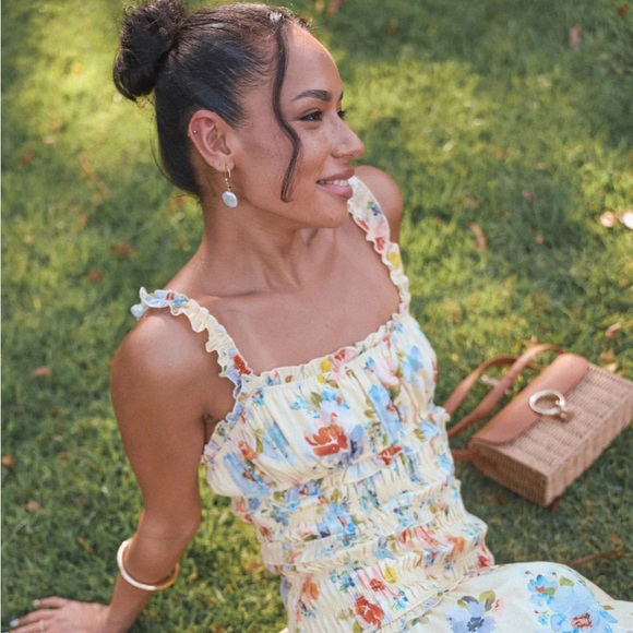 Petal & Pup Dresses & Skirts - Petal & Pup Yellow Floral Midi Dress